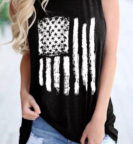 US Flag Print Tank Top