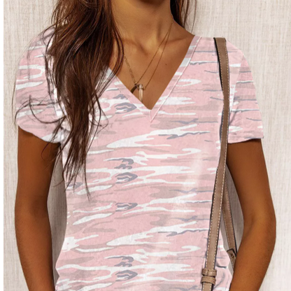 Camo V Neck T-Shirt