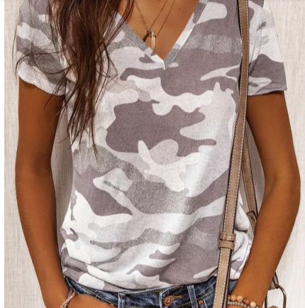 Camo V Neck T-Shirt