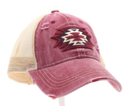 Aztec Embroidered Patch Mesh High Pony CC Ball Cap