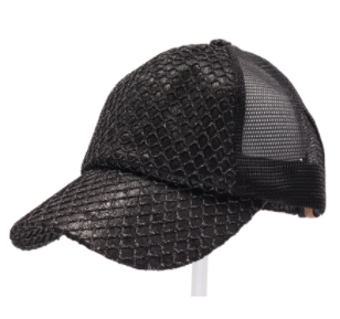 Glittered Net Criss-Cross High Ponytail CC Ball Cap