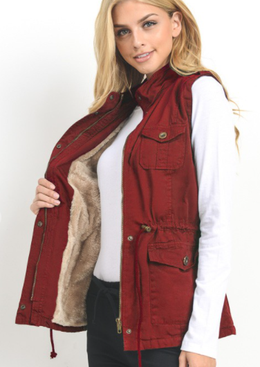 Faux Fur Lined Vest (no hood)