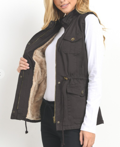 Faux Fur Lined Vest (no hood)