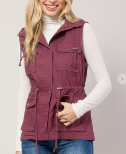 Plus Size Utility Vest with Hood