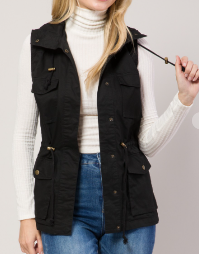 Plus Size Utility Vest with Hood