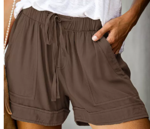 Brown Strive Pocketed Tencel Shorts