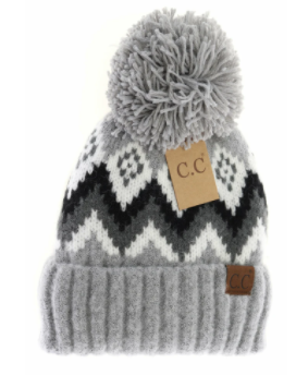 Aztec Chevron Knit Pom C.C Beanie