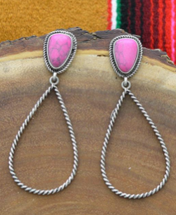 Pink and Silver Tear Drop Earrings