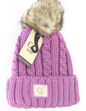 C.C. Kids Fur Pom Knit Beanie