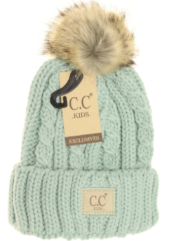 C.C. Kids Fur Pom Knit Beanie