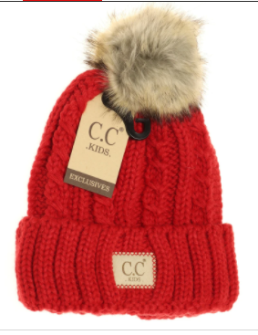 C.C. Kids Fur Pom Knit Beanie