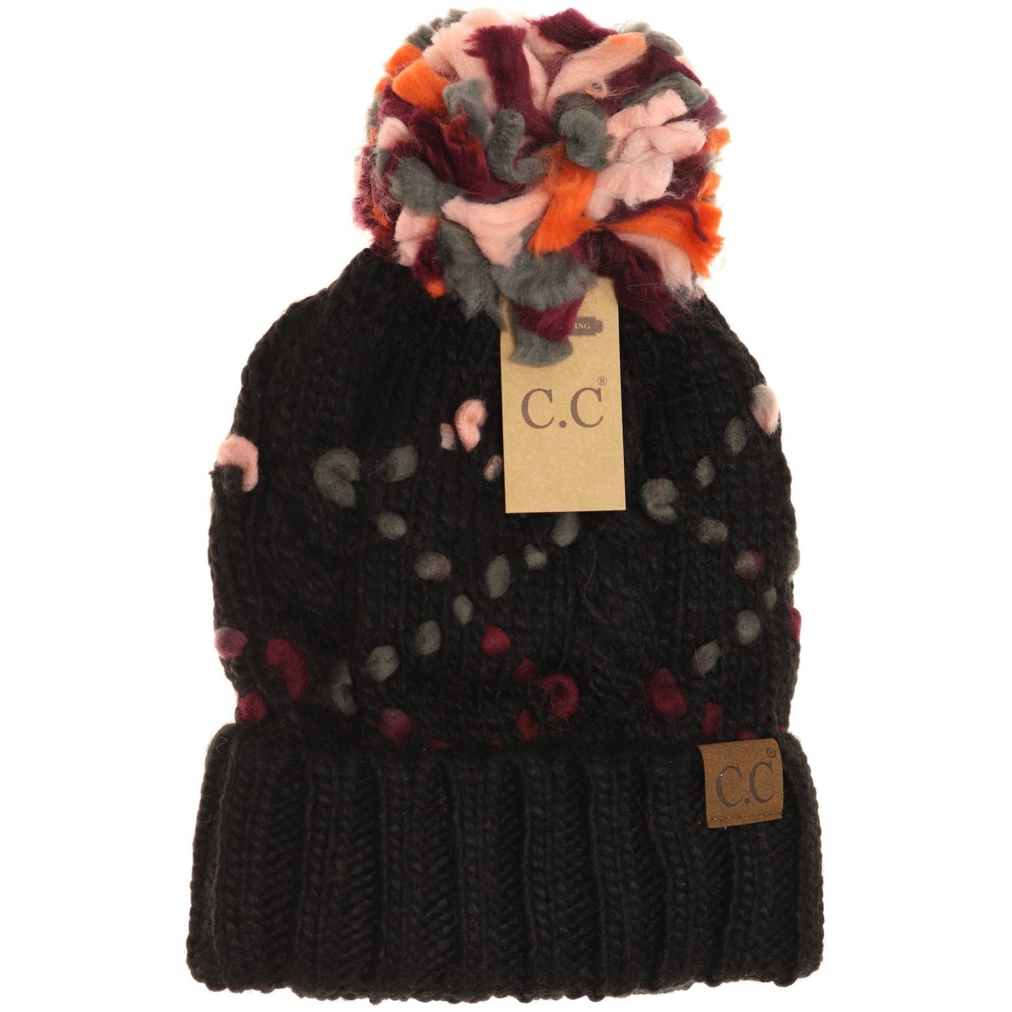 C.C. Chunky Knit Yarm Pom Beanie