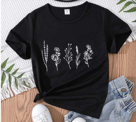 Girls Plants Print Tee