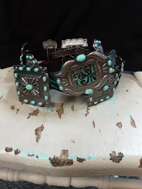 L&B Brown and Turquoise Belt