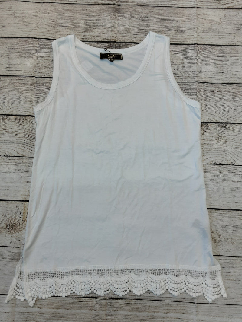 L&B White Sleeveless Shirt with Crocheted Bottom