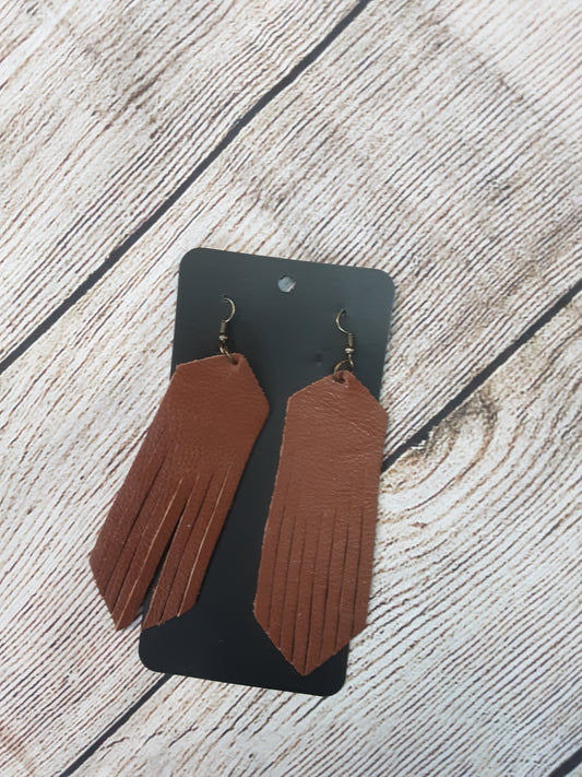 Faux Leather Fringe Earrings