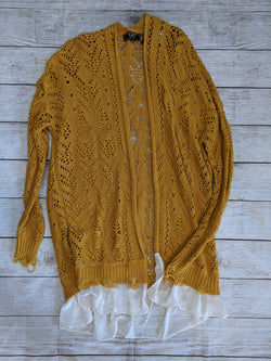 Long Crochet Cardigan in Mustard