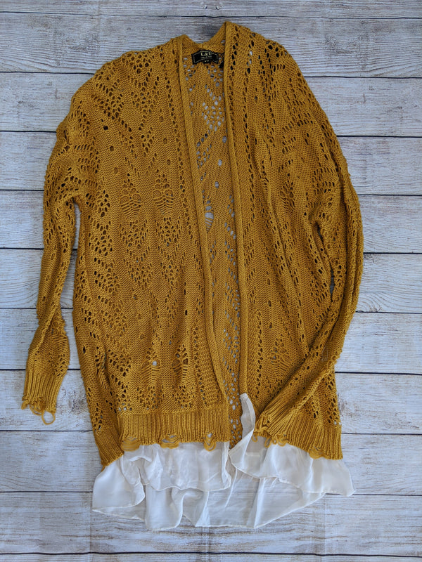 Long Crochet Cardigan in Mustard