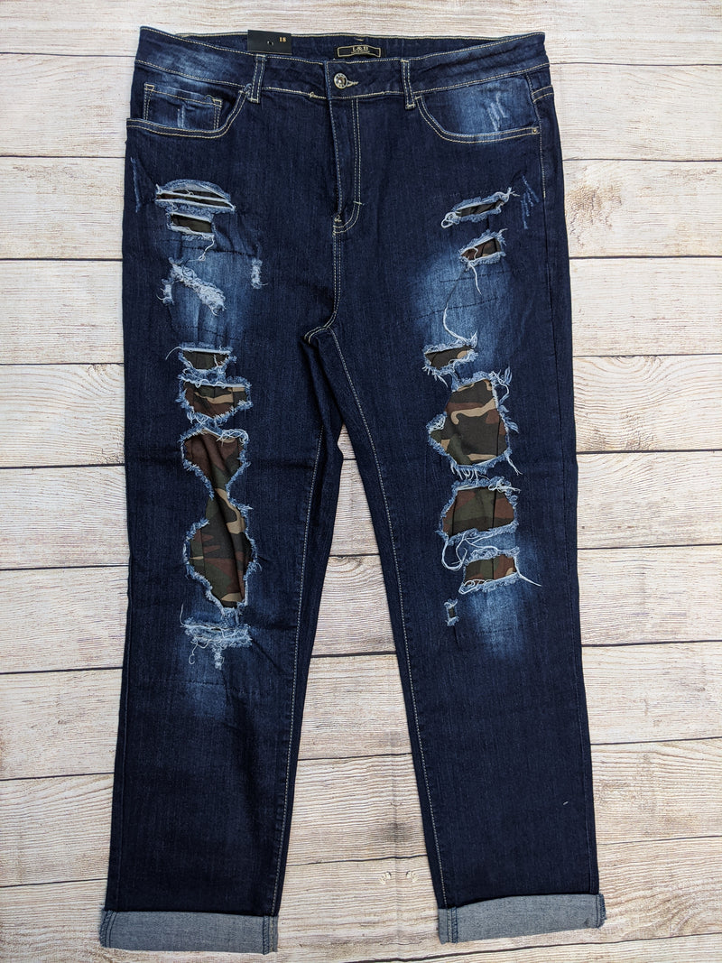 L&B Distressed Camo Patch Jeans