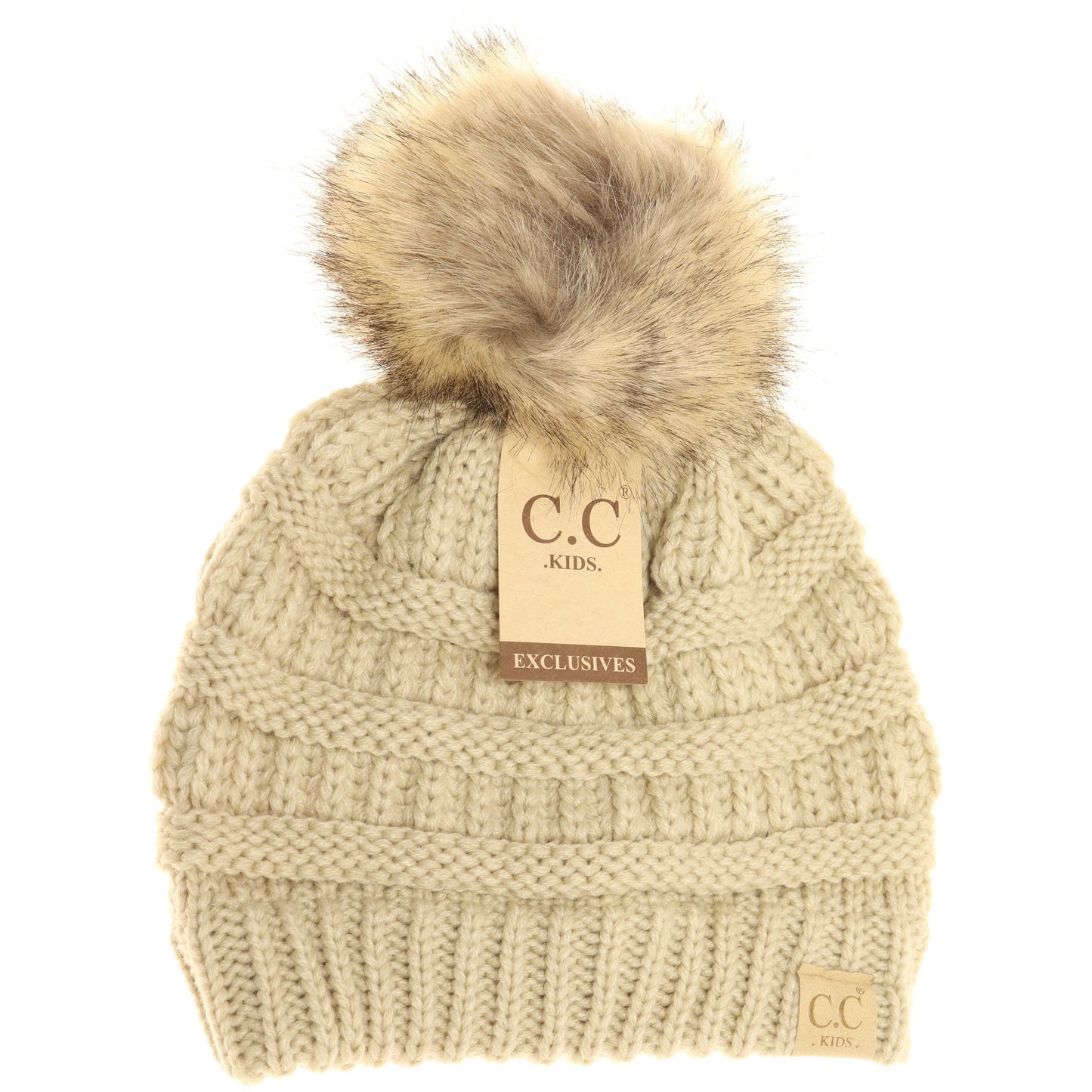 C.C. Kids Fur Pom Knit Beanie