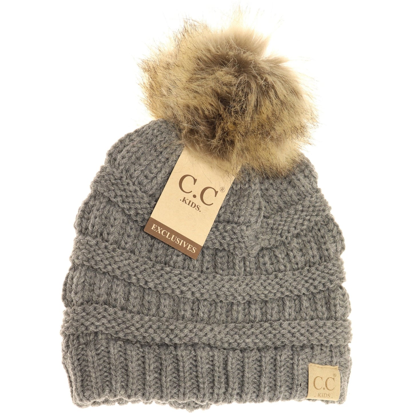 C.C. Kids Fur Pom Knit Beanie