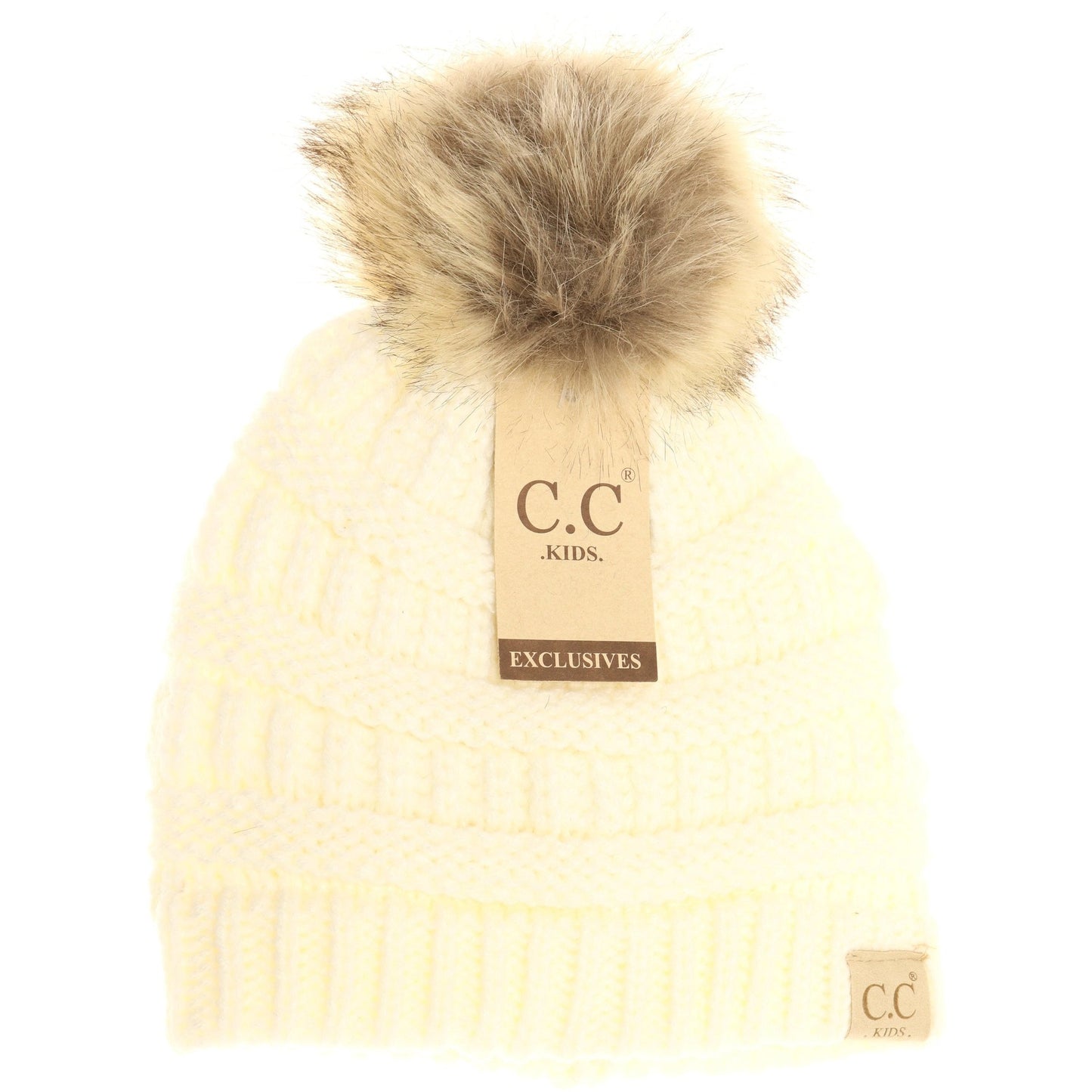 C.C. Kids Fur Pom Knit Beanie