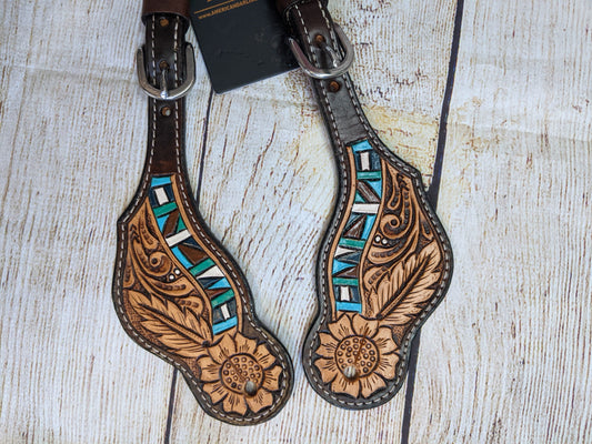 Tooled Leather Spur Straps