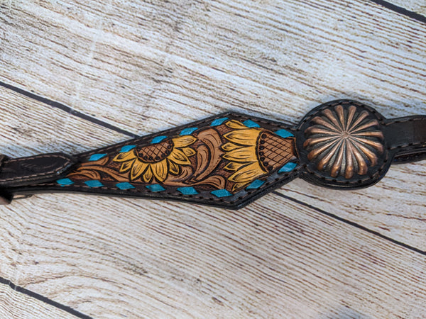 Sunflower and Turquoise Headstall