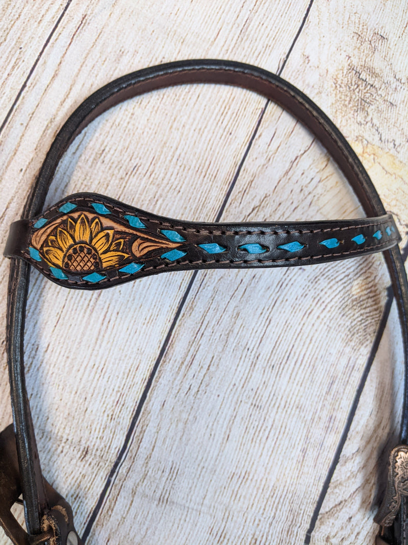 Sunflower and Turquoise Headstall