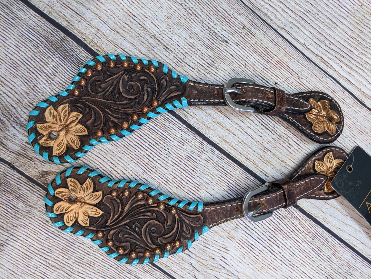 Tooled Leather Spur Straps