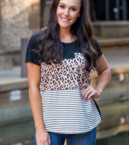 Triple the Fun Pocket Tee, Leopard