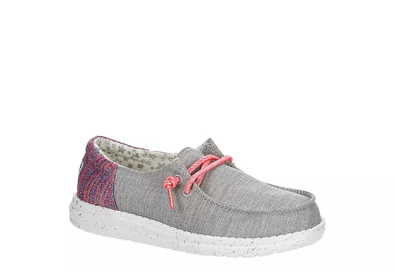 HEYDUDE GIRLS WENDY YOUTH SLIP ON SNEAKER - GREY FUNK