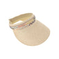 Colorful Cutout Faux Leather Band C.C Straw Sun Visor