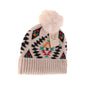 KIDS Aztec Patterned Faux Fur Pom C.C Beanie