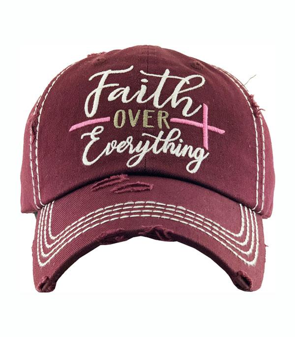 Faith Over Everything Destressed Hat