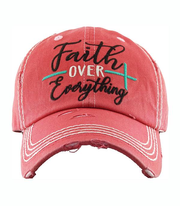 Faith Over Everything Destressed Hat