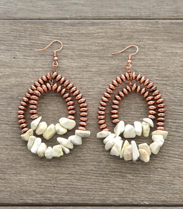 Circle Bead Stone Earrings