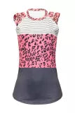 Leopard Stripe Color Block Strappy Tank Top