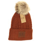 C.C. Double Braided Knit Fur Pom Beanie