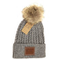 C.C. Double Braided Knit Fur Pom Beanie