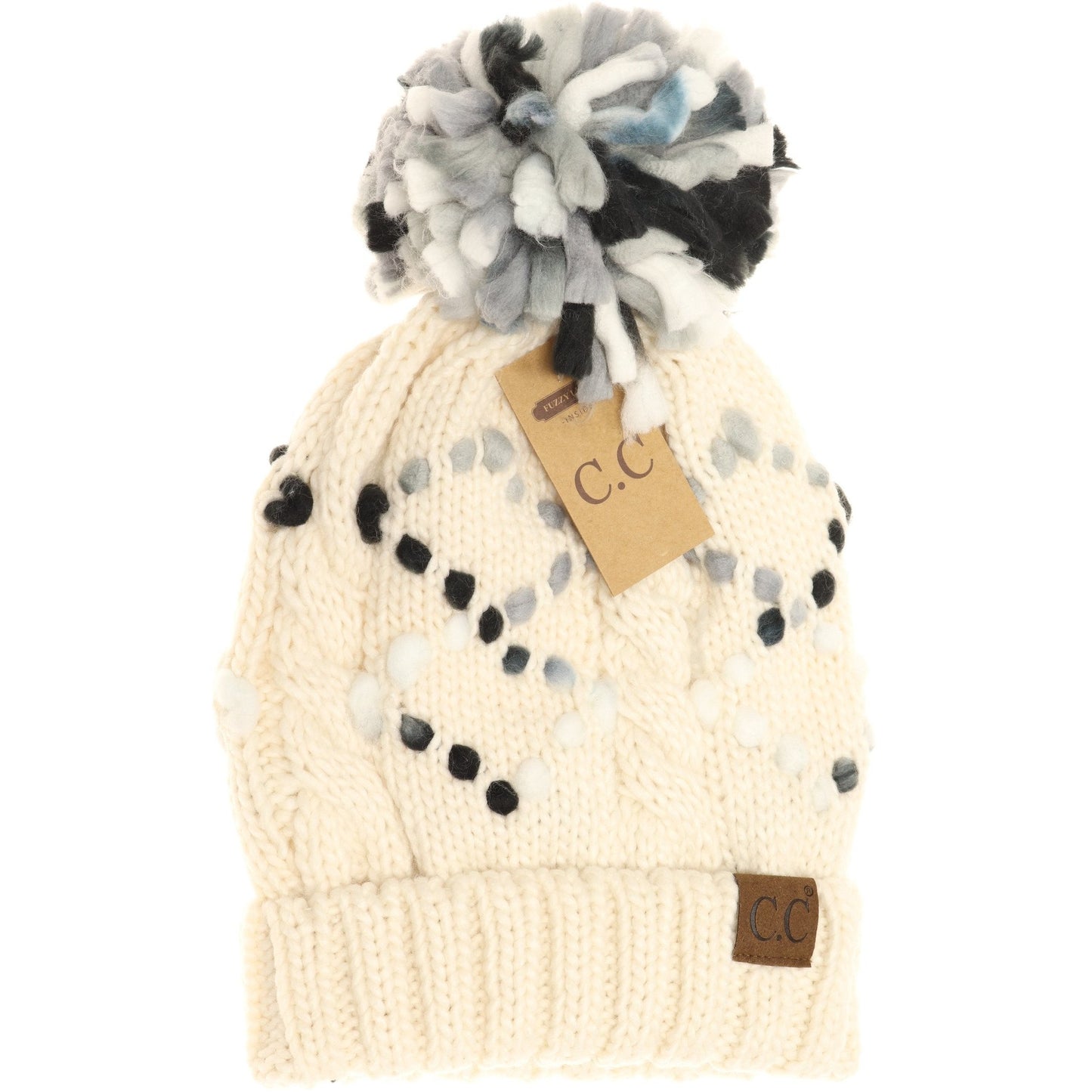 C.C. Chunky Knit Yarm Pom Beanie