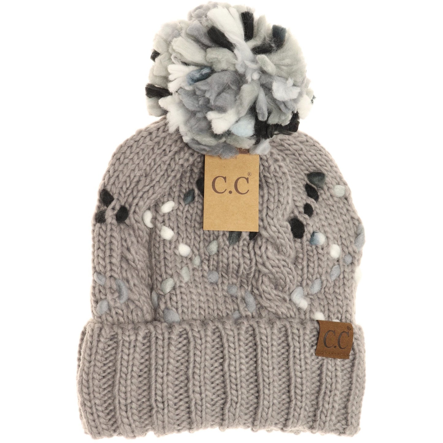 C.C. Chunky Knit Yarm Pom Beanie