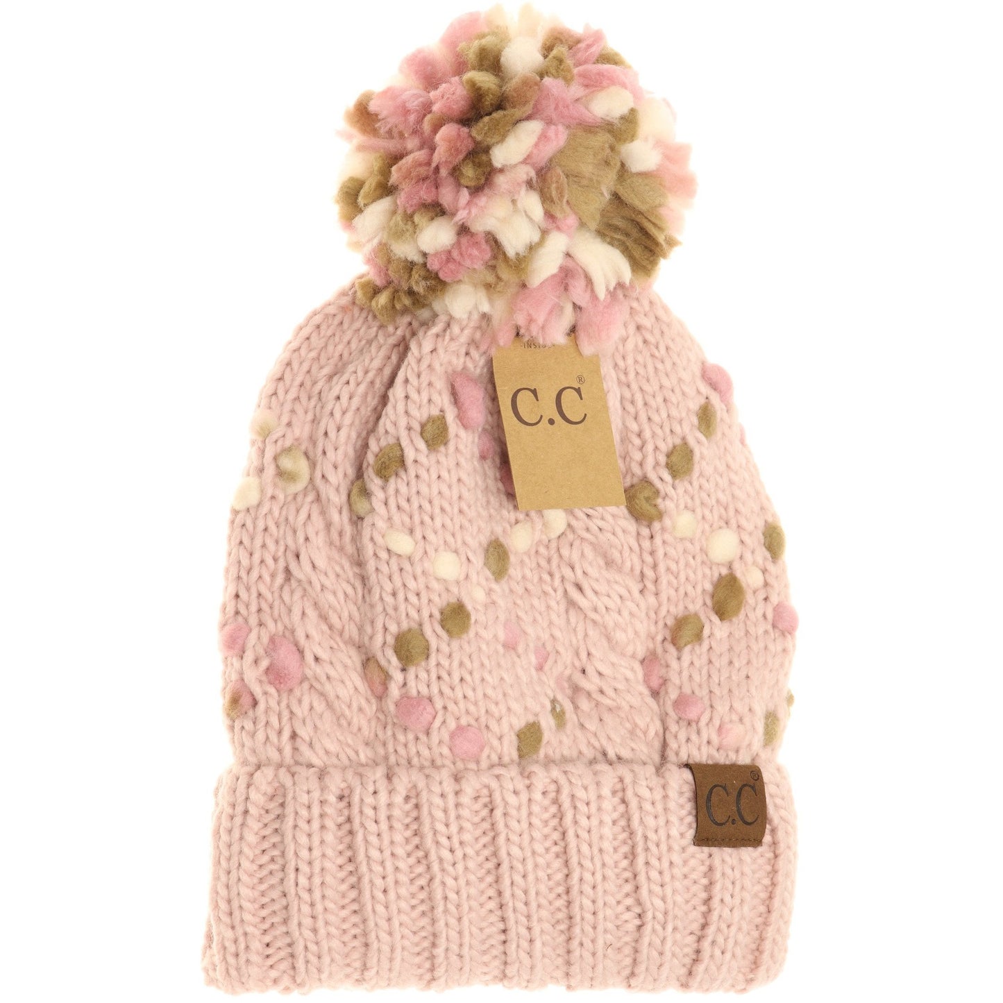 C.C. Chunky Knit Yarm Pom Beanie