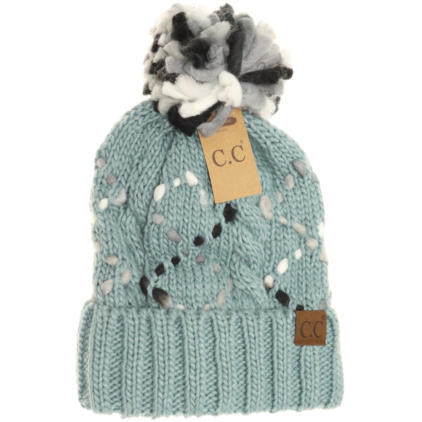 C.C. Chunky Knit Yarm Pom Beanie