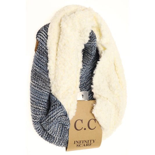 Popcorn Heathered Sherpa Lined Knit Scarf INF7391