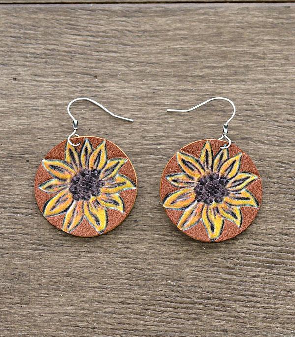 Round Sunflower Earrings in Multiple Colors