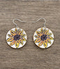 Round Sunflower Earrings in Multiple Colors