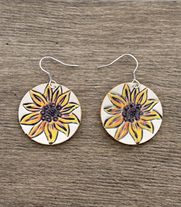 Round Sunflower Earrings in Multiple Colors