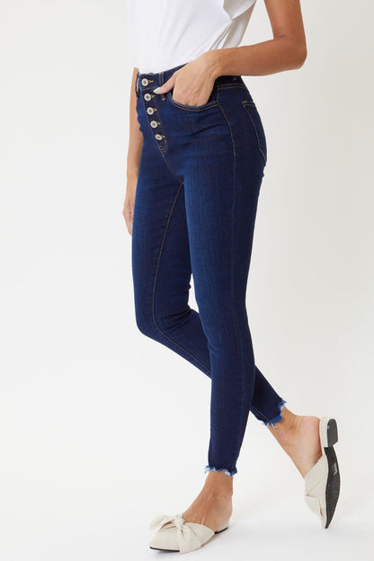 High Rise Button Fly Super Skinny Jeans