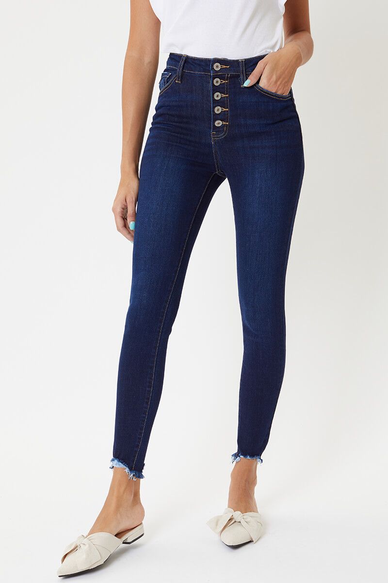 High Rise Button Fly Super Skinny Jeans